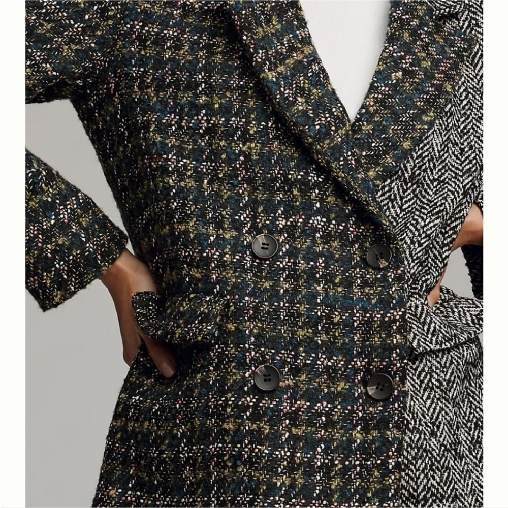 Driftwood Anthropologie Relaxed Plaid Blazer, Size Small - Picture 4 of 14